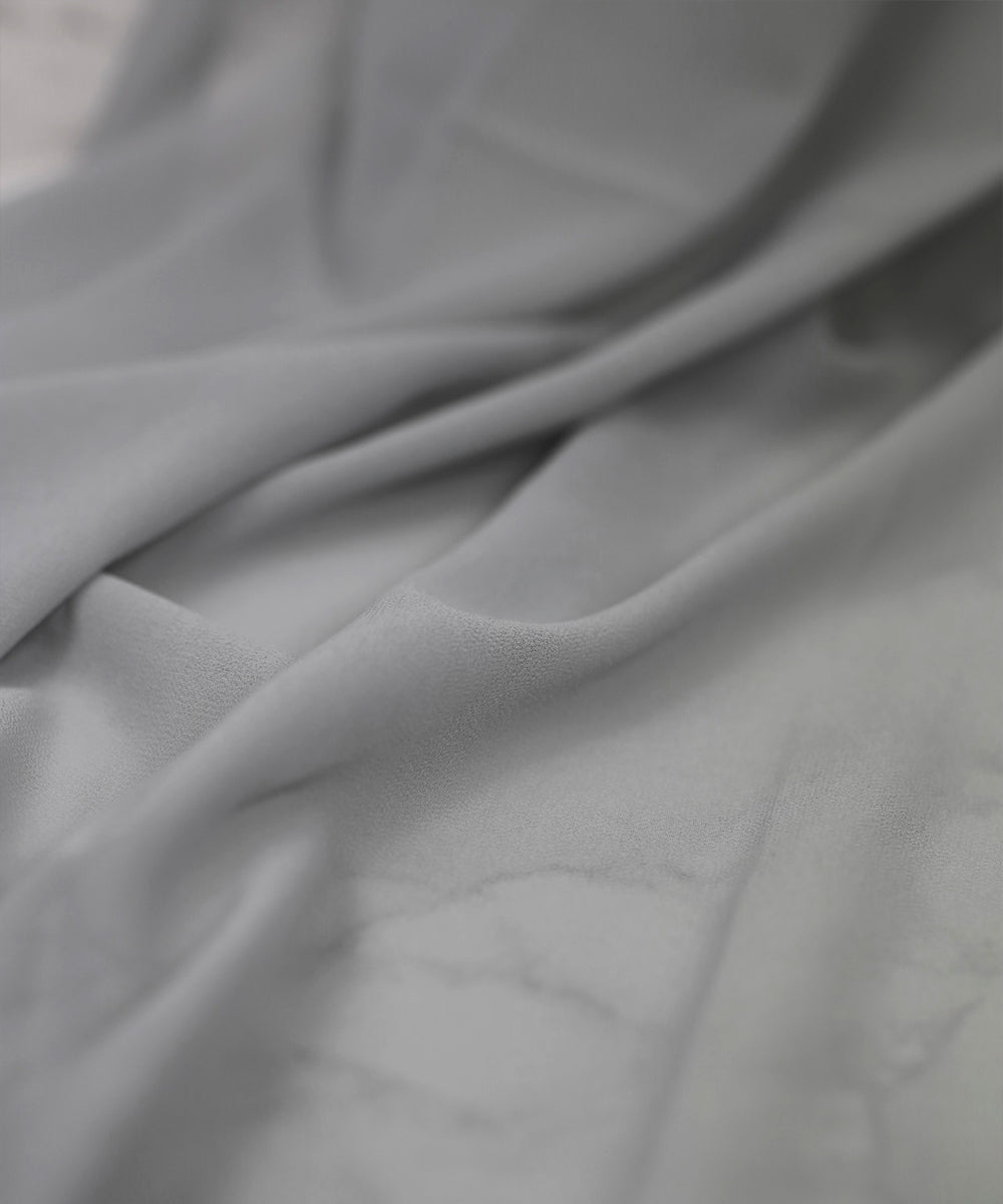 Blue-Silver Chiffon Hijab - Chiffon