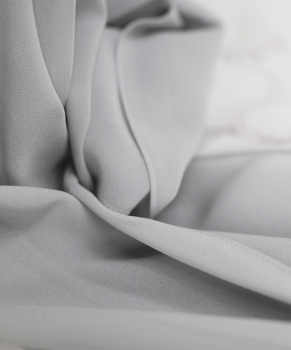Blue-Silver Chiffon Hijab - Chiffon