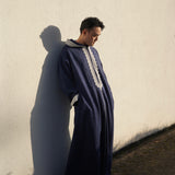 Premium Djellaba aus Velour Dunkelblau