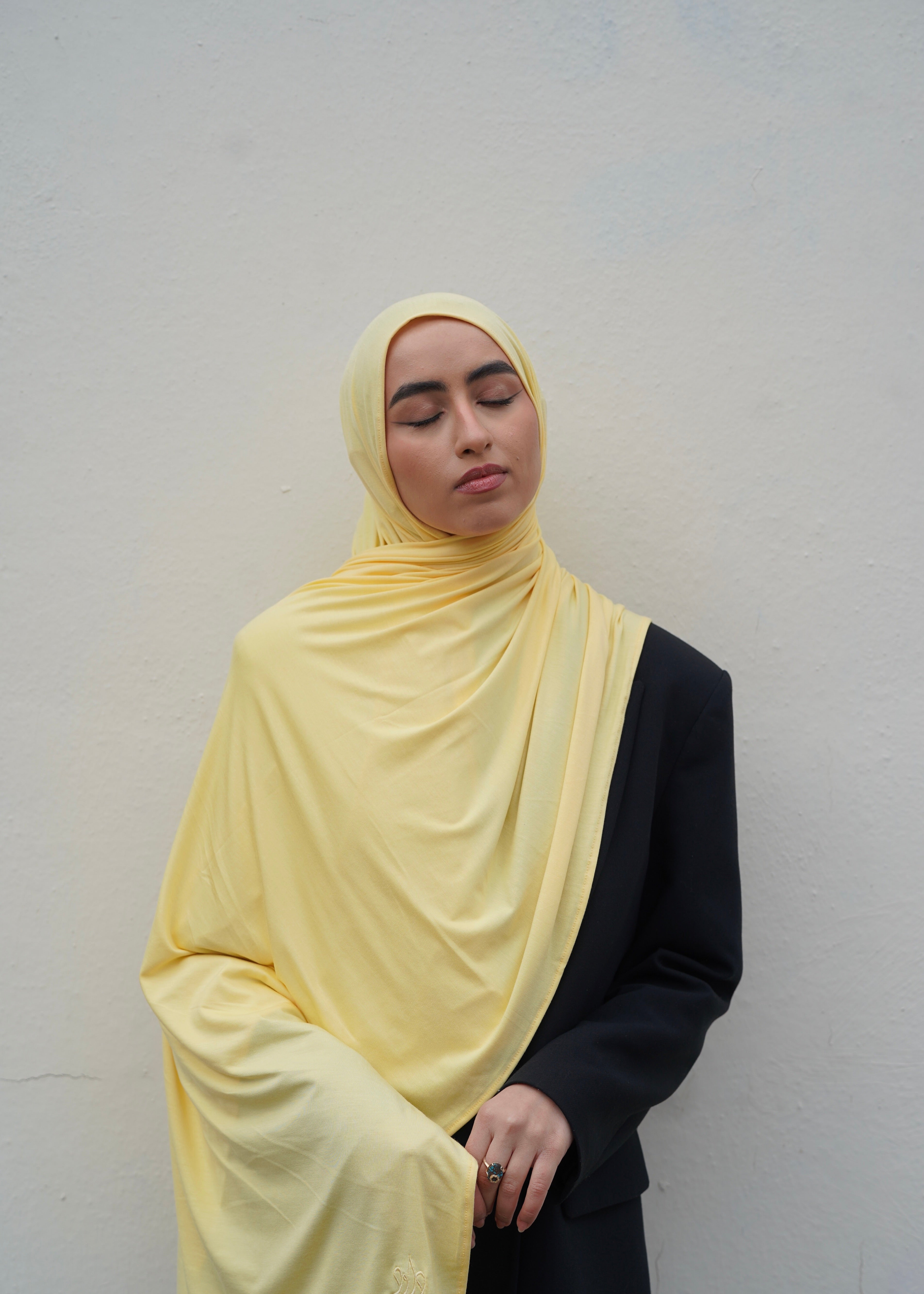 Pastel Yellow Bamboo Jersey Hijab
