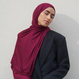 Maroon Red Bamboo Jersey Hijab