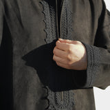 Premium Djellaba aus Velour Schwarz