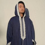 Premium Djellaba aus Velour Dunkelblau