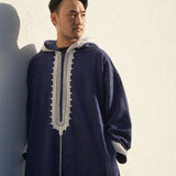 Premium Djellaba aus Velour Dunkelblau