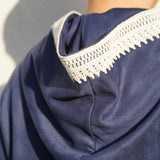 Premium Djellaba aus Velour Dunkelblau