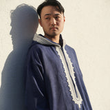 Premium Djellaba aus Velour Dunkelblau