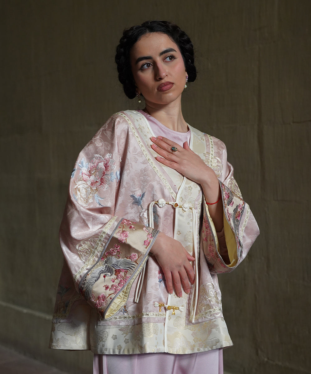 Japanisches Kimono aus Seidenmischung Pink