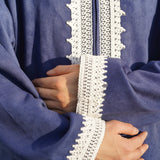 Premium Djellaba aus Velour Dunkelblau