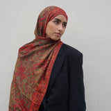 Pashmina Jacquard Scarf - Garnet Red