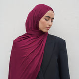 Maroon Red Bamboo Jersey Hijab