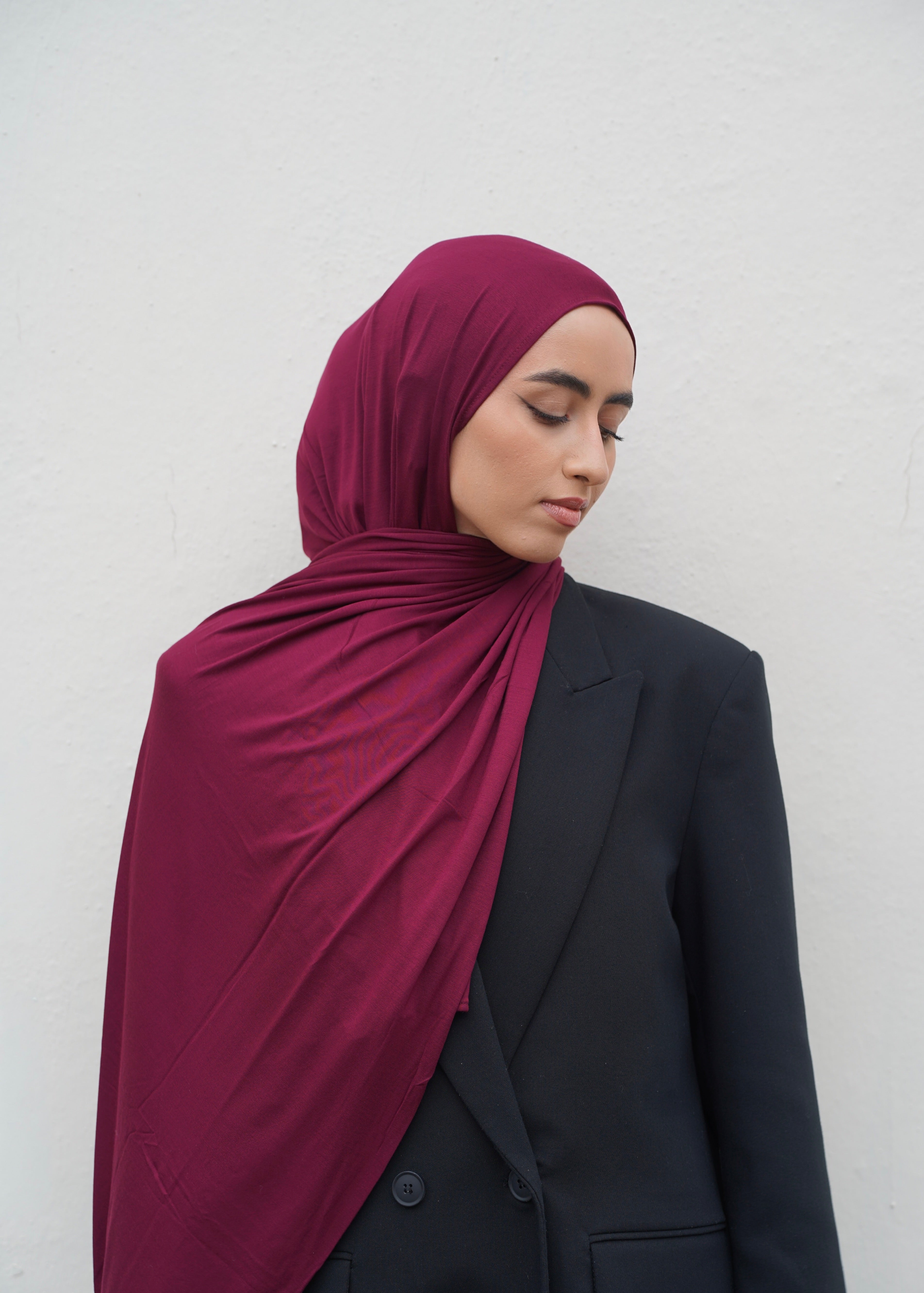 Maroon Red Bamboo Jersey Hijab
