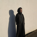 Premium Djellaba aus Velour Schwarz