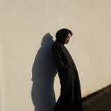 Premium Djellaba aus Velour Schwarz