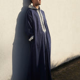 Premium Djellaba aus Velour Dunkelblau