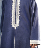 Premium Djellaba aus Velour Dunkelblau