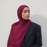 Maroon Red Bamboo Jersey Hijab