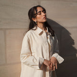 Gestreiftes Damenhemd - Beige