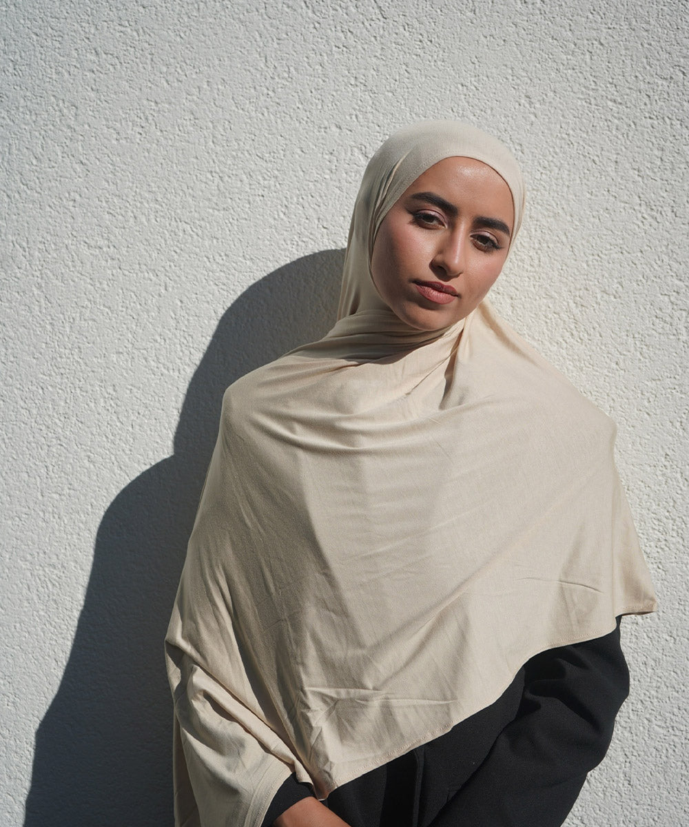 Creme Beige Bamboo Jersey Hijab