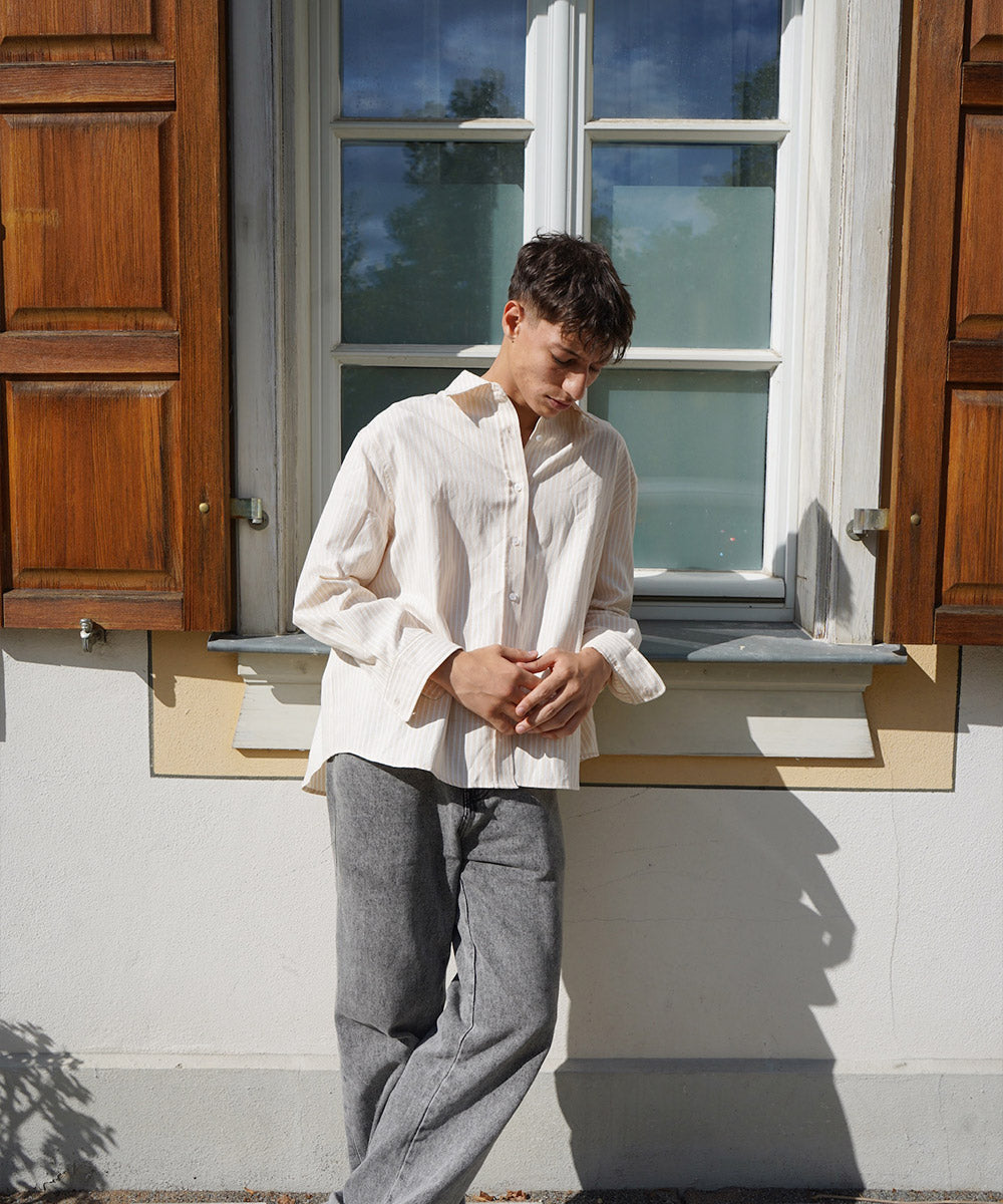 Gestreiftes Herrenhemd - Beige