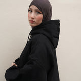 Hoodie Abayah aus Baumwolle Schwarz