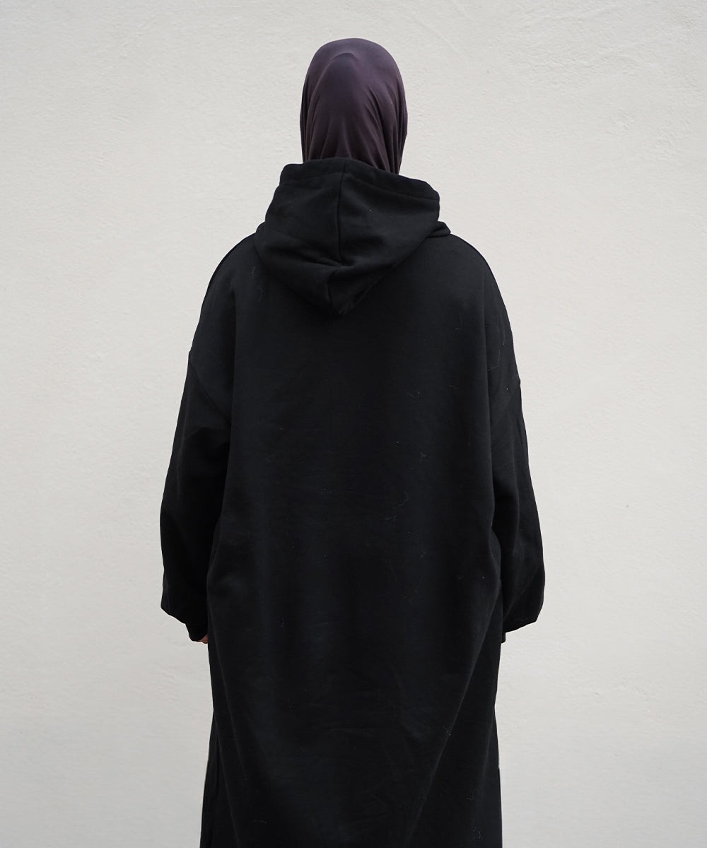 Hoodie Abayah aus Baumwolle Schwarz