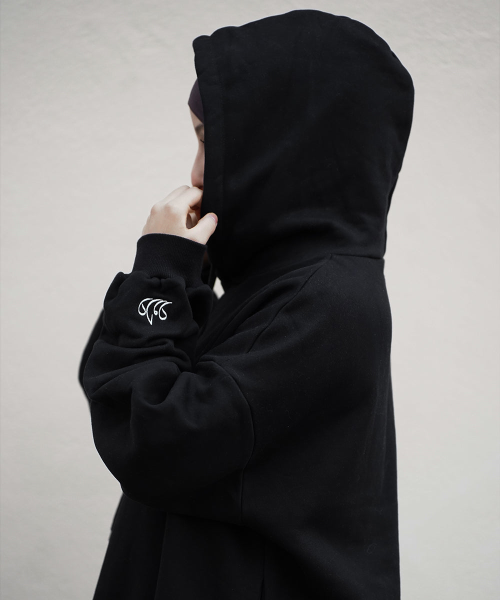 Hoodie Abayah aus Baumwolle Schwarz