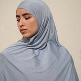 Grey Blue Bamboo Jersey Hijab