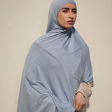 Grey Blue Bamboo Jersey Hijab