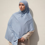 Grey Blue Bamboo Jersey Hijab