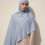 Grey Blue Bamboo Jersey Hijab