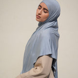 Grey Blue Bamboo Jersey Hijab