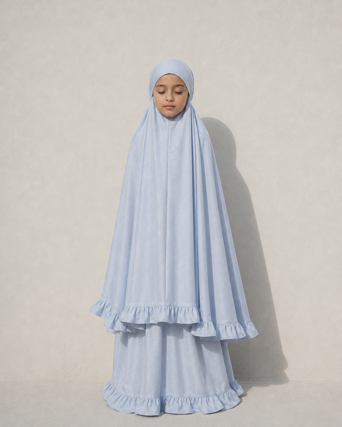 Gebetskleid-Set Kids in Pastellblau – Vorderansicht