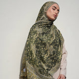 Pashmina Jacquard Scarf - Olive Green