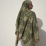 Pashmina Jacquard Scarf - Olive Green