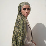 Pashmina Jacquard Scarf - Olive Green