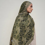Pashmina Jacquard Scarf - Olive Green