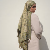 Pashmina Jacquard Scarf - Olive Green