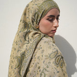 Pashmina Jacquard Scarf - Olive Green