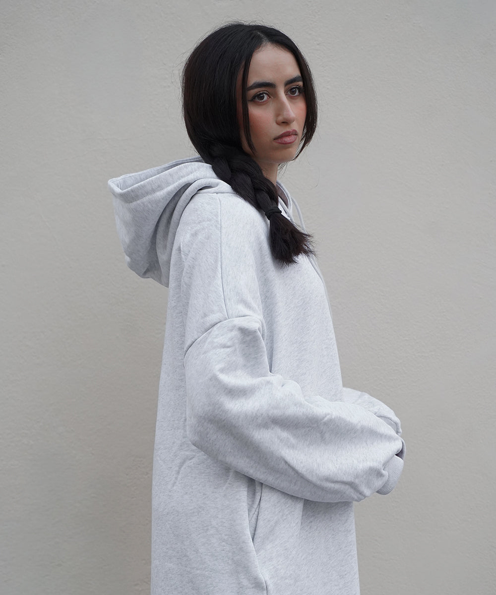 Hoodie Abayah aus Baumwolle Grau