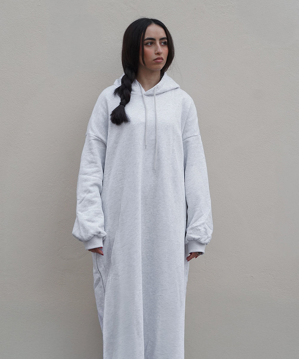 Hoodie Abayah aus Baumwolle Grau
