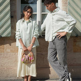 Gestreiftes Damenhemd - Grün