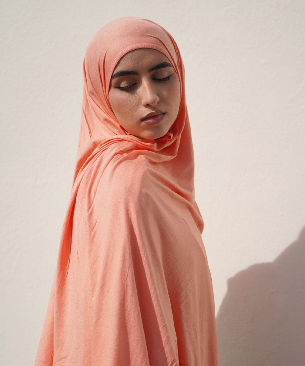 Creamy Peach Bamboo Jersey Hijab