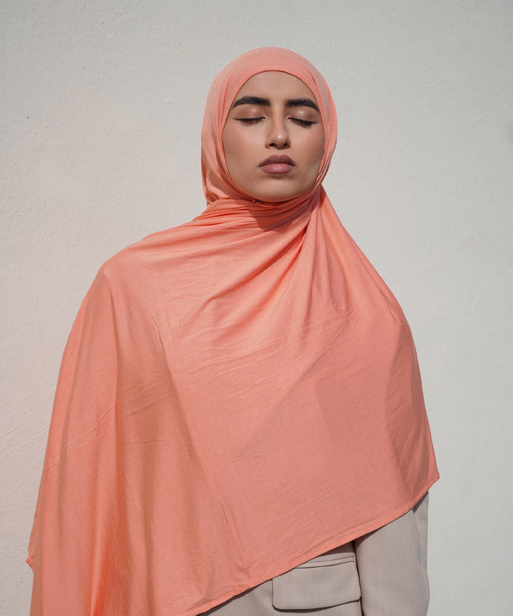 Creamy Peach Bamboo Jersey Hijab