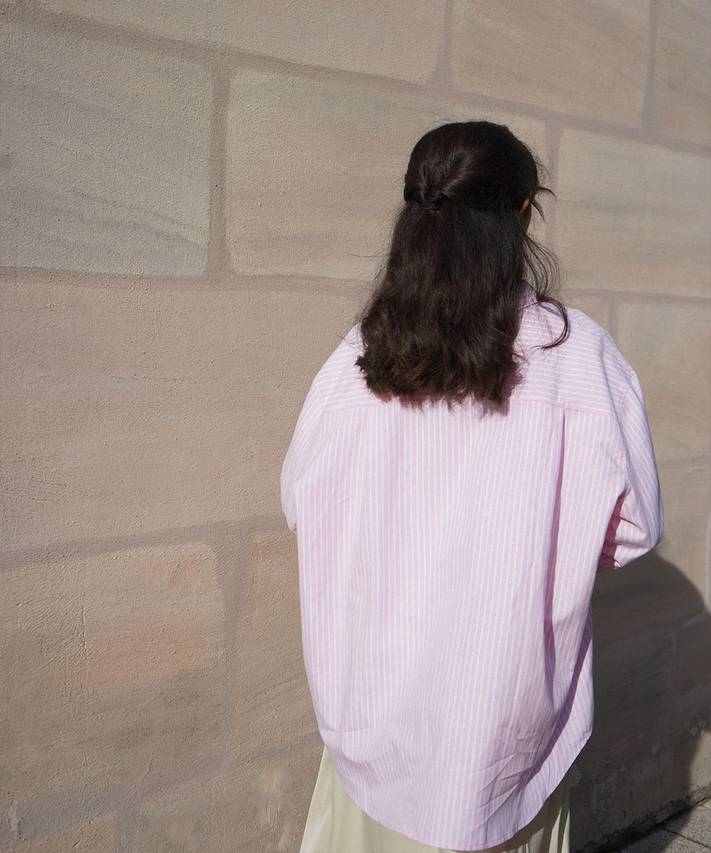 Gestreiftes Damenhemd Oversize – Rosa
