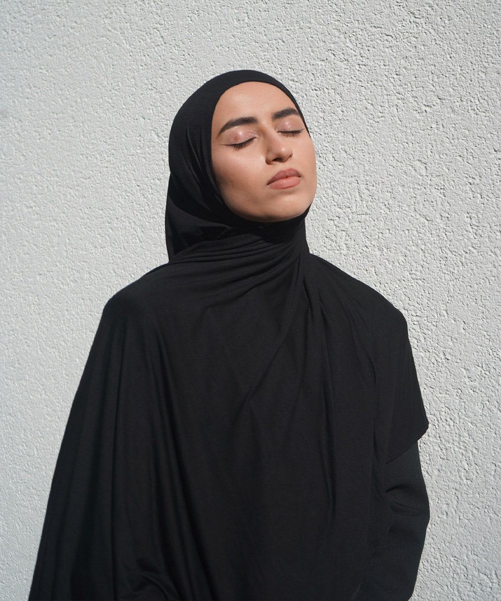 Midnight Black Bamboo Jersey Hijab