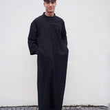 North African Qamis Schwarz aus Leinen