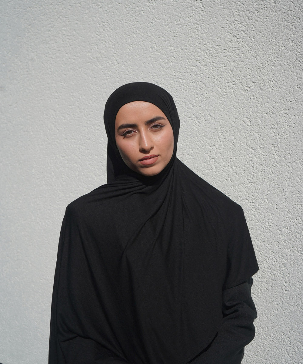 Midnight Black Bamboo Jersey Hijab