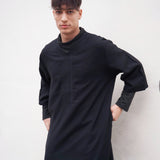 North African Qamis Schwarz aus Leinen