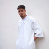 North African Qamis Weiss aus Leinen