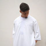 North African Qamis Weiss aus Leinen